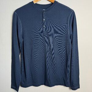 William Rast Men's 3 Button Long Sleeve Henley Tee Navy Blue Size Small Comfort